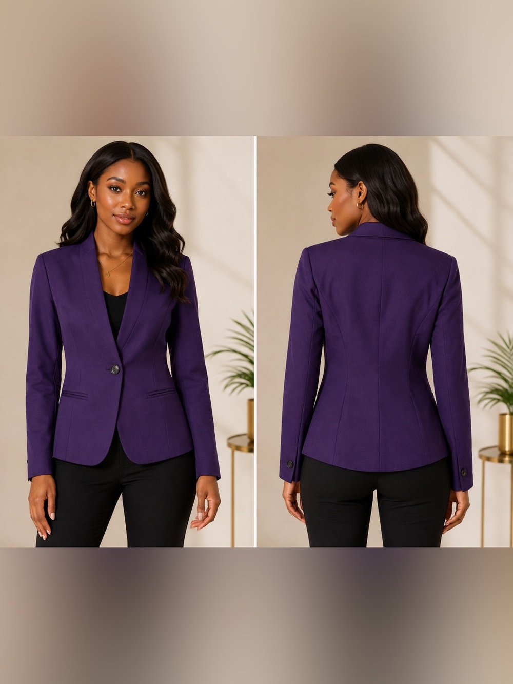 NWT Hawthorn Purple Long Collarless Blazer Jacket Women’s Size Small